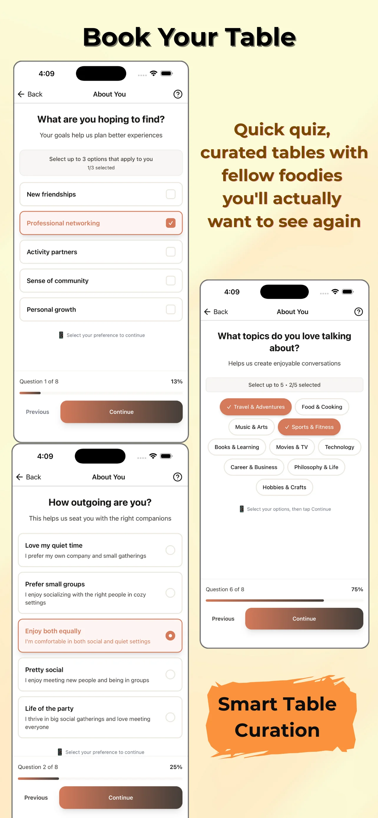 Kaiwa Quiz — Personality quiz for smart table curation